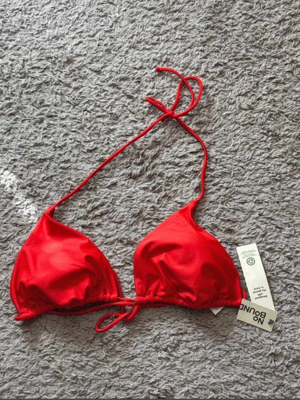 No Boundaries Red Triangle String Bikini Top